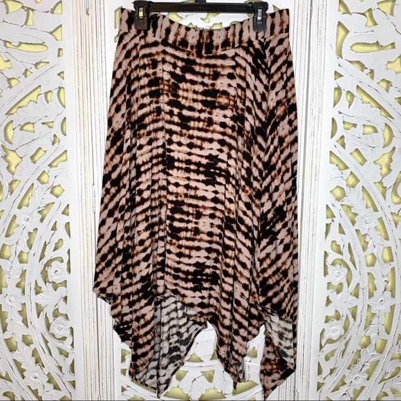 Torrid Brown Tie Dye Uneven Hem Midi Skirt - Picture 1 of 7